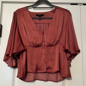 Forever 21 Pink Silky Top - MEDIUM